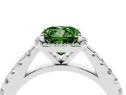 Fancy Green Cushion Cut Diamond Halo Engagement Ring Set in Platinum with Pavé Band and Prong Setting