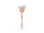 Oval Cluster Accent Engagement Ring Setting | Plain Band | Rose Gold