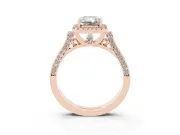 Radiant Cut Halo Engagement Ring Setting | Pavé Panel Shoulders | Rose Gold