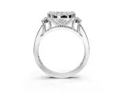 Cushion Cut Halo Side Cluster Engagement Ring Setting | Graduated Channel Band | Sterling Silver