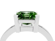 Fancy Green Asscher Cut Diamond Solitaire Ring Set in White gold with Prong Head and Smooth Polished Band