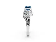Asscher Cut Bypass Pavé Engagement Ring Setting for a Fancy Blue Lab-Grown Diamond | Graduated Pavé | Sterling Silver