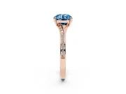 Round Pave Solitaire Engagement Ring Setting for a Fancy Blue Lab-Grown Diamond | Sweeping Shoulders | Rose Gold
