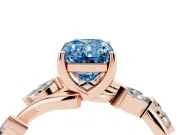 Radiant Cut Twisted Vine Engagement Ring Setting for a Fancy Blue Lab-Grown Diamond | Rose Gold