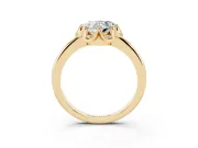 Heart-Shaped Scalloped Petal Halo Engagement Ring Setting | Plain Band | Yellow Gold