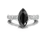 Marquise Side Stone Engagement Ring Setting for a Black Center | Sterling Silver