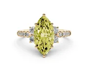 Marquise Side Stone Engagement Ring Setting for a Fancy Yellow Lab-Grown Diamond | Pave Band | Yellow Gold