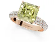 Asscher Cut Domed Pavé Engagement Ring Setting for a Fancy Yellow Lab-Grown Diamond | Rose Gold