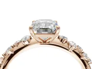 Emerald Cut Solitaire Engagement Ring Setting | Graduated Scattered Accents | Rose Gold