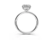 Asscher Cut Hidden Halo Engagement Ring Setting | Thin Plain Band | Platinum