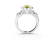 Emerald Cut Floral Engagement Ring Setting for a Fancy Yellow Lab-Grown Diamond | Petal Frame and Side Stones | Platinum