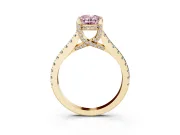 Oval Hidden Halo Pave Engagement Ring Setting for a Fancy Pink Lab-Grown Diamond | Claw Prongs | Yellow Gold