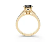 Round Pavé Split Shank Engagement Ring Setting for a Black Center | Double Claw Prongs | Yellow Gold