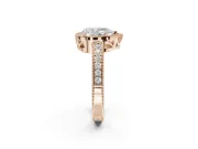 Pear-Shaped Vintage Milgrain Halo Engagement Ring Setting | Wide Pavé Band | Rose Gold