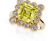 Asscher Cut Halo Engagement Ring Setting for a Fancy Yellow Lab-Grown Diamond | Yellow Gold - Design NV-24775
