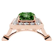 Radiant Cut Halo Engagement Ring Setting for a Fancy Green Lab-Grown Diamond | Bezel Station Shoulders | Rose Gold