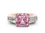 Asscher Cut 5 Stone Engagement Ring Setting for a Fancy Pink Lab-Grown Diamond | Rose Gold