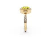 Fancy Yellow Radiant Cut Diamond Halo Engagement Ring Set in Yellow gold with Milgrain Pavé Band