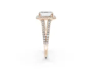 Asscher Cut Halo Split Shank Engagement Ring Setting | Pavé Shoulders | Rose Gold
