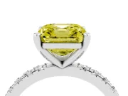 Asscher Cut Pavé Engagement Ring Setting for a Fancy Yellow Lab-Grown Diamond | Platinum