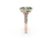 Marquise Three Stone Engagement Ring Setting for a Fancy Green Lab-Grown Diamond | Accented Shoulders | Rose Gold