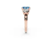 Fancy Blue Oval Cut Diamond Three-Stone Ring Set in Rose gold with Prong Setting and Classic Band
