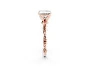 Princess Cut Diamond Solitaire Ring Set in Rose gold with Twisted Band and Bead Prong Setting