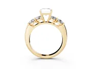 Radiant Cut Five Stone Engagement Ring Setting | Prong Set Side Stones | Yellow Gold