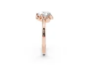 Heart-Shaped Scalloped Petal Halo Engagement Ring Setting | Plain Band | Rose Gold