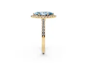 Marquise Halo Engagement Ring Setting for a Fancy Blue Lab-Grown Diamond | Pave Shoulders | Yellow Gold
