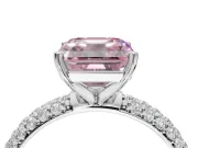 Asscher Cut Domed Pavé Engagement Ring Setting for a Fancy Pink Lab-Grown Diamond | Platinum
