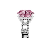 Round Five Stone Engagement Ring Setting for a Fancy Pink Lab-Grown Diamond | Sterling Silver