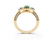 Pear-Shaped Three Stone Engagement Ring Setting for a Fancy Green Lab-Grown Diamond | Graduated Pave Band | Yellow Gold