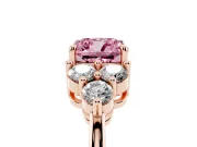 Cushion Cut Cluster Side Stone Engagement Ring Setting for a Fancy Pink Lab-Grown Diamond | Plain Band | Rose Gold