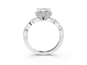 Princess Cut Milgrain Halo Engagement Ring Setting | Graduated Shoulders | White Gold