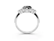Heart-Shaped Cluster Engagement Ring Setting for a Black Center | Beaded Edges | Sterling Silver