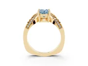Oval Bypass Engagement Ring Setting for a Fancy Blue Lab-Grown Diamond | Pavé Ribbon | Yellow Gold