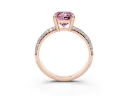 Princess Cut Three Row Pave Engagement Ring Setting for a Fancy Pink Lab-Grown Diamond | Rose Gold