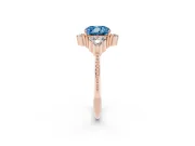 Cushion Cut Cluster Engagement Ring Setting for a Fancy Blue Lab-Grown Diamond | Rose Gold