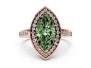 Marquise Rimmed Halo Engagement Ring Setting for a Fancy Green Lab-Grown Diamond | Rose Gold