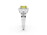 Asscher Cut Halo Engagement Ring Setting for a Fancy Yellow Lab-Grown Diamond | Split Shank | Sterling Silver
