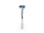 Fancy Blue Heart Cut Diamond Cluster Solitaire Ring Set in White gold with Prong Setting