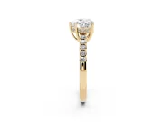Heart-Shaped Hidden Halo Solitaire Engagement Ring Setting | Shared Prong Band | Yellow Gold
