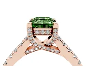 Emerald Cut Hidden Halo Pave Engagement Ring Setting for a Fancy Green Lab-Grown Diamond | Claw Prongs | Rose Gold