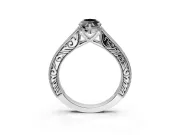 Marquise Vintage Pavé Engagement Ring Setting for a Black Center | Sterling Silver