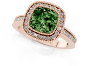 Cushion Cut Milgrain Halo Engagement Ring Setting for a Fancy Green Lab-Grown Diamond | Rose Gold