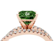 Fancy Green Princess Cut Diamond Solitaire Twist Band Ring Set in Rose gold with Pavé Setting and Prong Head