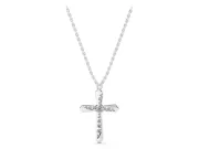Round Lab-Grown Diamond Pavé Cross Pendant Necklace | Flared Pointed Arms | White Gold