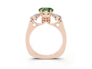 Heart-Shaped Three Stone Engagement Ring Setting for a Fancy Green Lab-Grown Diamond | Plain Squared Band | Rose Gold
