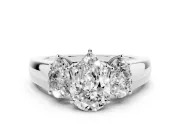 Pear-Shaped Three Stone Engagement Ring Setting | Touching Side Stones | White Gold